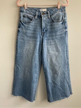 Oat New York High Rise Light Blue Wash Wide-Leg Cropped Jeans